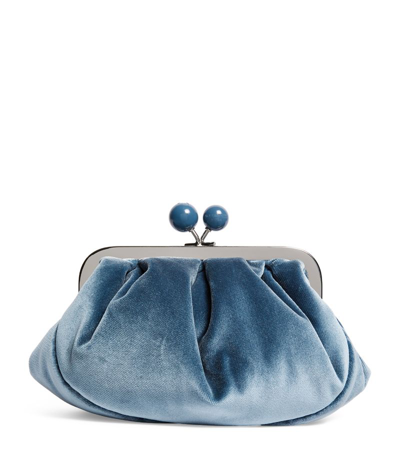 Shop Weekend Max Mara Small Velvet Pasticcino Bag In Blue