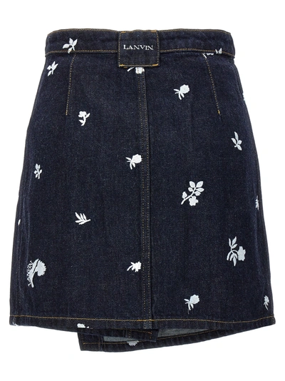 Shop Lanvin All-over Embroidery Skirt Skirts Blue
