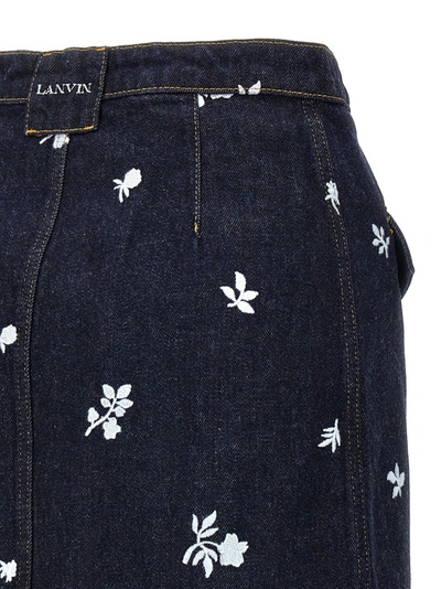Shop Lanvin All-over Embroidery Skirt Skirts Blue