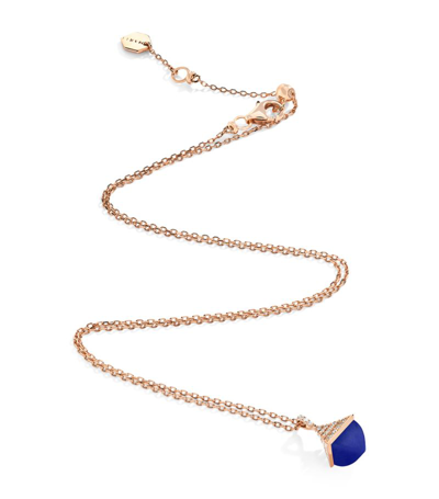 Shop Marli New York Mini Rose Gold, Diamond And Lapis Lazuli Cleo Rev Pendant Necklace