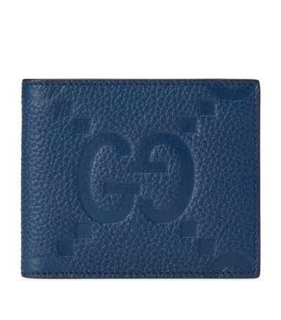 Shop Gucci Leather Jumbo Gg Wallet In Blue