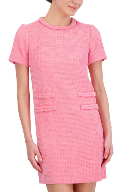 Eliza J Braid Detail Tweed Dress In Pink