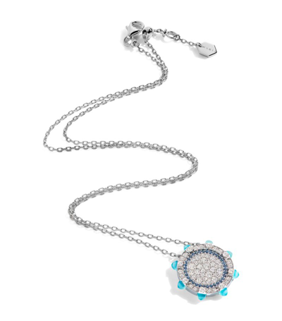 Shop Marli New York White Gold, Diamond And Sapphire Tip-top Necklace