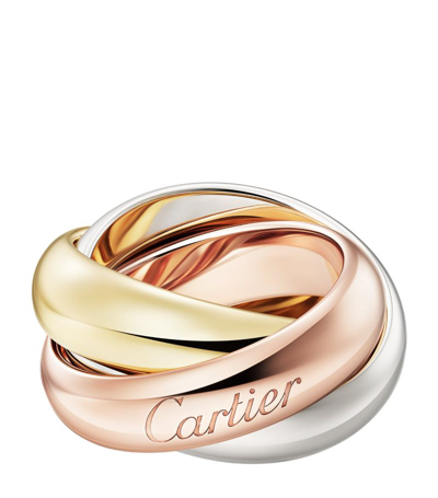 Shop Cartier Extra Large Yellow, White And Rose Gold Trinity Ring In Multi