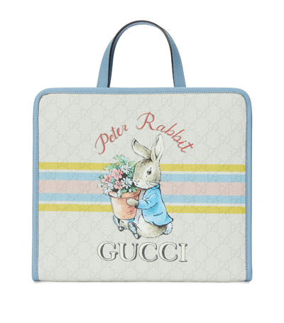 Shop Gucci Kids X Peter Rabbit Gg Monogram Tote Bag In White
