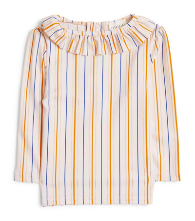 Shop Carrèment Beau Carrement Beau Striped Long-sleeve Swim Top (6-18 Months) In Orange