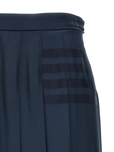 Shop Thom Browne Below Knee Dropped Back Pleated Skirts Blue