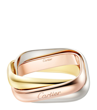 Shop Cartier Medium Yellow, White And Rose Gold Trinity Ring In Multi