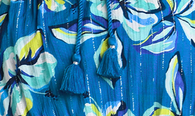 Shop La Blanca Metallic Stripe Off The Shoulder Cover-up Midi Dress In Ocean