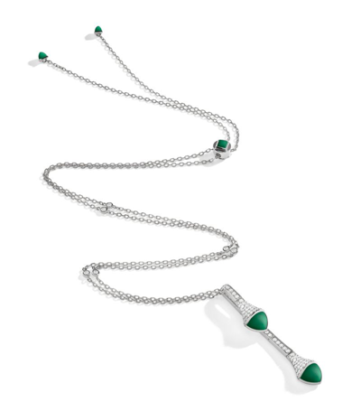 Shop Marli New York White Gold, Diamond And Green Agate Cleo Pendant Necklace