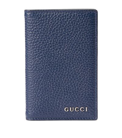Shop Gucci Grained Leather Long Card Holder In Blue