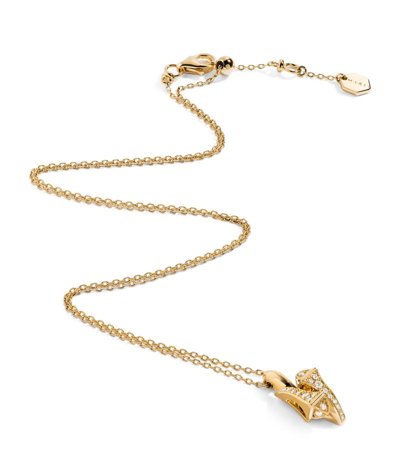 Shop Marli New York Yellow Gold And Diamond Cleo Huggie Pendant Necklace