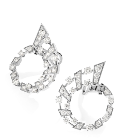 Shop Marli New York White Gold And Diamond Fifth Avenue Earrings