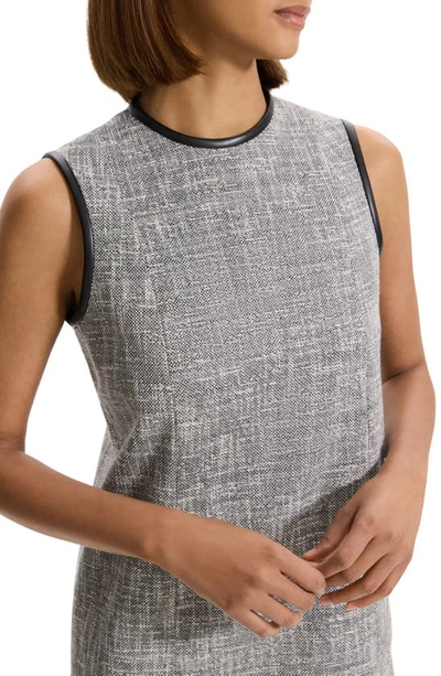 Shop Theory Sleeveless Cotton Blend Tweed Shift Minidress In Black/ Black