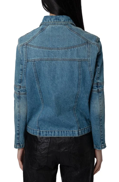 Shop Zadig & Voltaire Bons Cotton Denim Jacket In Light Blue