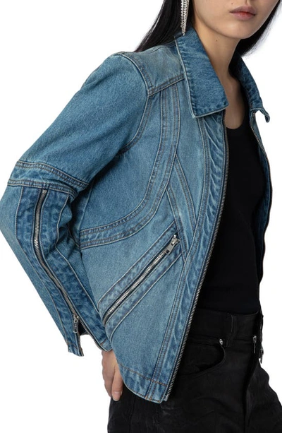 Zadig & Voltaire Bons Denim Jacket In Light Blue