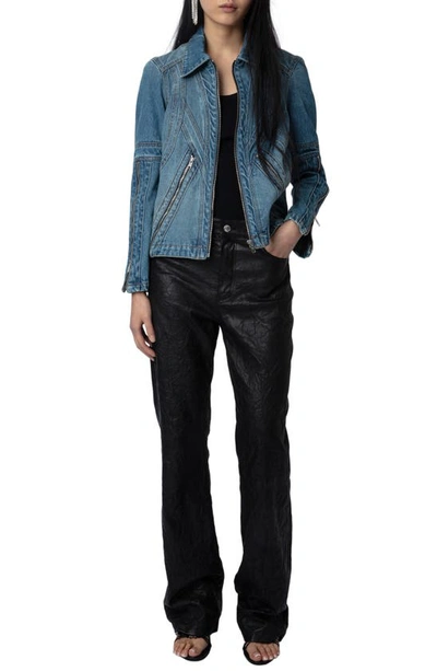 Shop Zadig & Voltaire Bons Cotton Denim Jacket In Light Blue