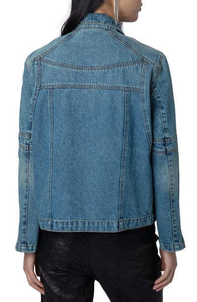 Shop Zadig & Voltaire Bons Cotton Denim Jacket In Light Blue