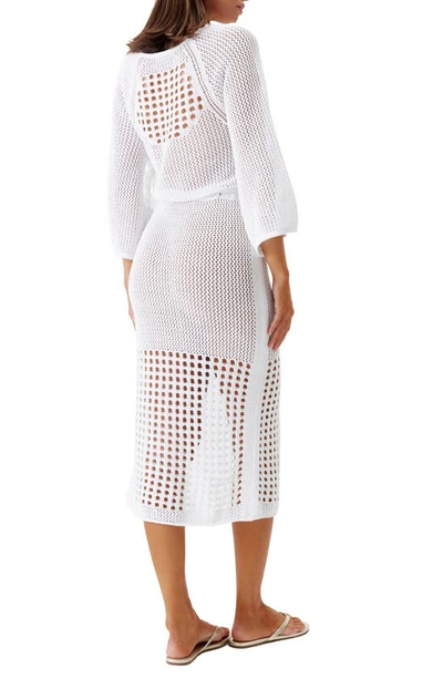 Melissa Odabash Brooke Open Knit Sheer Cover-up Dress In White