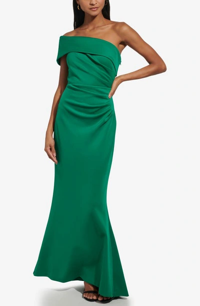 Shop Eliza J Off The Shoulder Fit & Flare Gown In Green