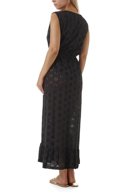 Shop Melissa Odabash Tessa Broderie Anglaise Cover-up Maxi Dress In Black
