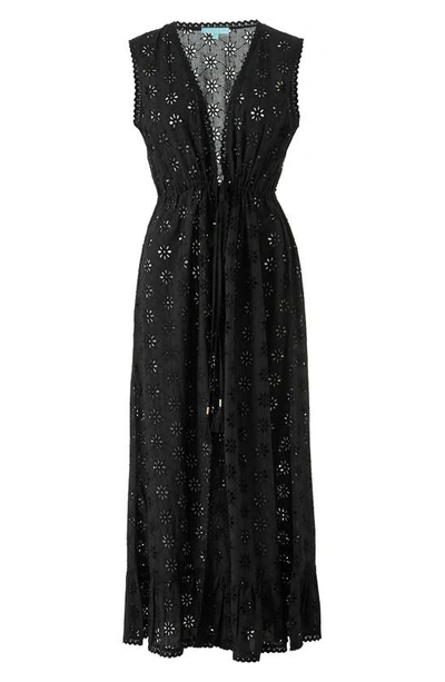 Shop Melissa Odabash Tessa Broderie Anglaise Cover-up Maxi Dress In Black