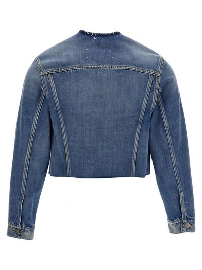 Shop Maison Margiela Denim Cropped Jacket Casual Jackets, Parka Light Blue