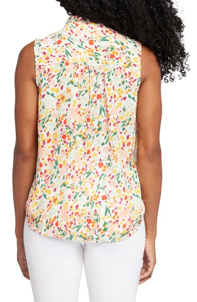 Nydj Print Ruffle Neck Sleeveless Top In Veronica Springs