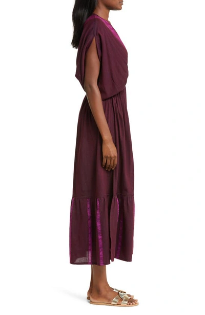 Shop Lemlem Leila Cotton Blend Cover-up Dress In Jordanos Burgundy