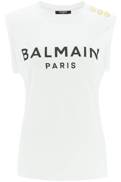 Shop Balmain Logo Top With Embossed Buttons In White