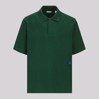 Shop Burberry Green Cotton Polo Shirt In Ivy