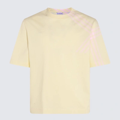 Shop Burberry Yellow Cotton T-shirt In Sherbet