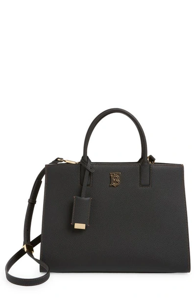 Shop Burberry Mini Frances Leather Handbag In Black