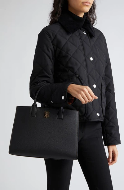Shop Burberry Mini Frances Leather Handbag In Black