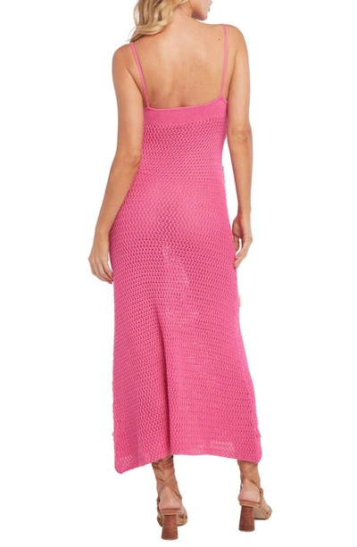 Capittana Maggy Floral Keyhole Semisheer Cover-up Dress In Fuchsia