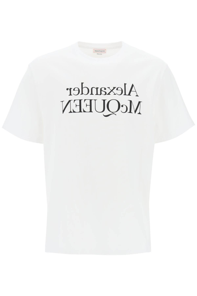 Shop Alexander Mcqueen Reflected Logo T-shirt In White