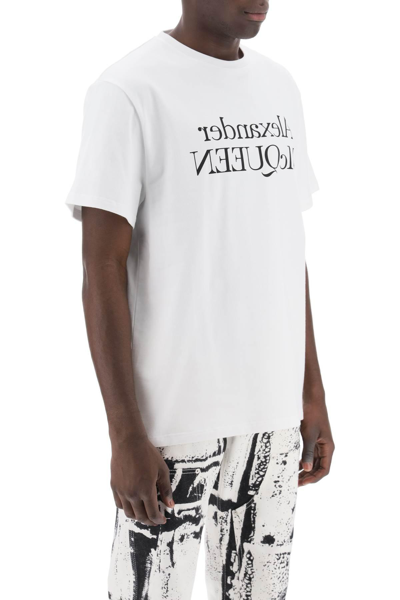 Shop Alexander Mcqueen Reflected Logo T-shirt In White
