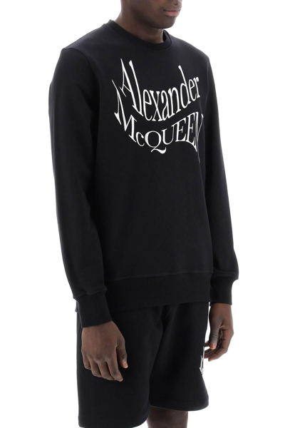 Shop Alexander Mcqueen Warped Logo Sweatshirt In Black
