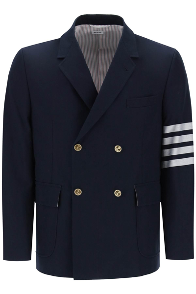 Shop Thom Browne 4-bar Double-breasted Jacket In Blue