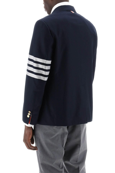 Shop Thom Browne 4-bar Double-breasted Jacket In Blue
