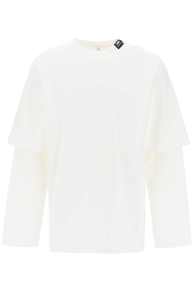 Shop Oamc Long-sleeved Layered T-shirt In White