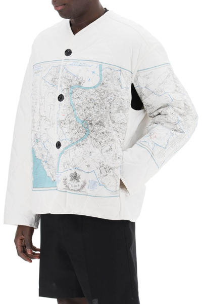 Shop Oamc Combat Liner Printed Quilted Jacket In White