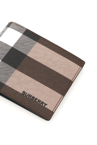 Shop Burberry Bifold Wallet With Check Motif In Beige,brown,black