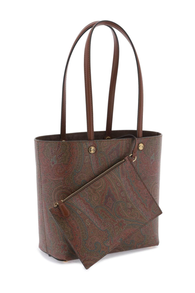 Shop Etro Essential Small Tote Bag In Brown,red