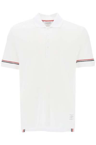 Shop Thom Browne Tricolor Intarsia Polo Shirt In White