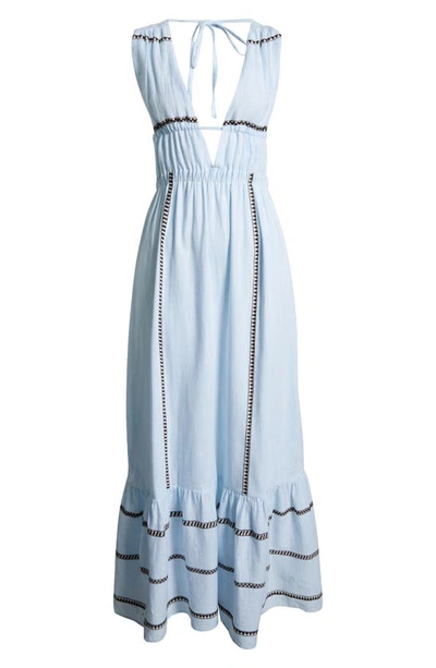 Shop Lemlem Lelisa Plunge Maxi Dress In Tutu Blue