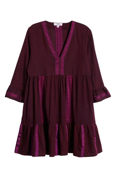 Shop Lemlem Hanna Cotton Blend Cover-up Dress In Jordanos Burgundy
