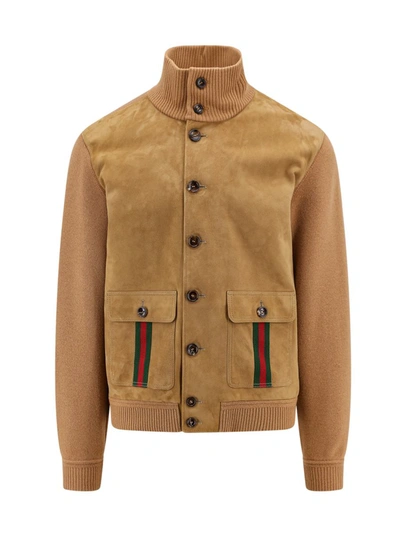 Shop Gucci Jacket In Beige