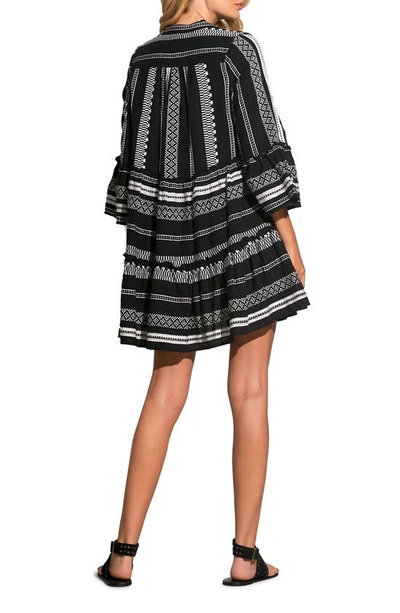 Elan Embroidered Swing Dress In Black White