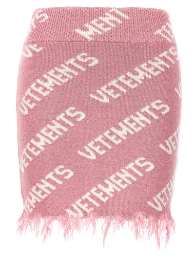 Shop Vetements Iconic Lurex Monogram Skirts Pink